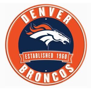 Denver Broncos 12″ Round Wall Sign – “Established 1960” NFL Tin Decor – New